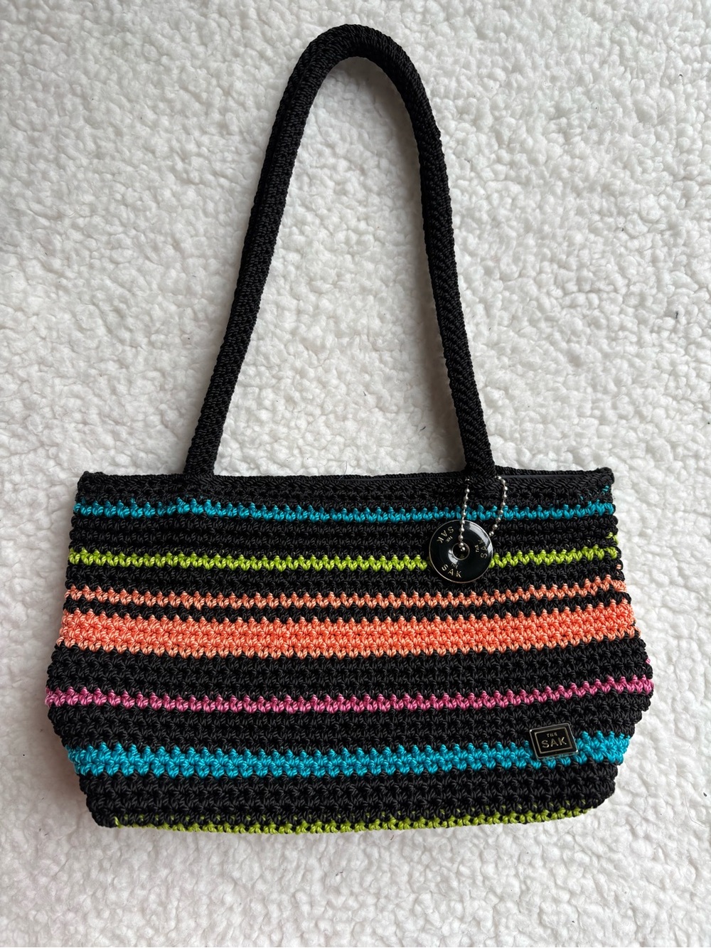 The Sak Black Crochet Stripe Shoulder Bag - Multicolor